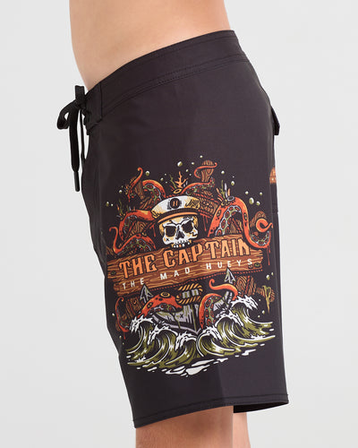 THE KRAKEN CAPTAIN | YOUTH 15" BOARDSHORT - BLACK