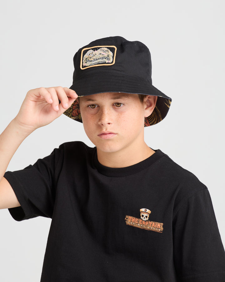 FROTHIN OUT | YOUTH REVERSIBLE BUCKET HAT - BLACK