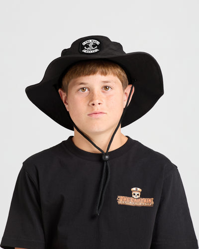 SKULL ANCHOR | YOUTH WIDE BRIM HAT - BLACK