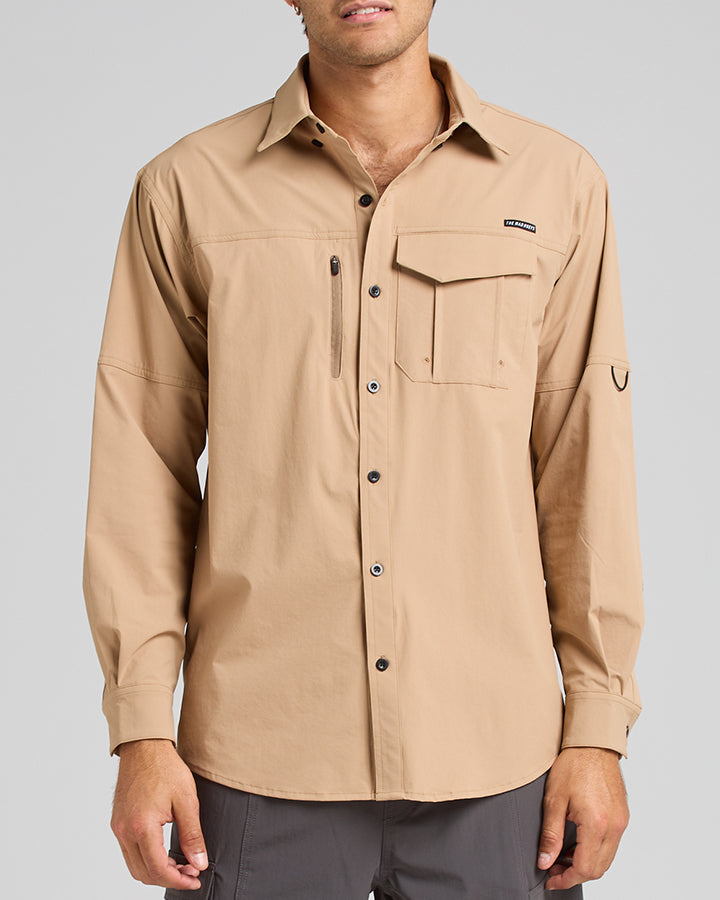 SKULL ANCHOR | FISHING SHIRT - TAN