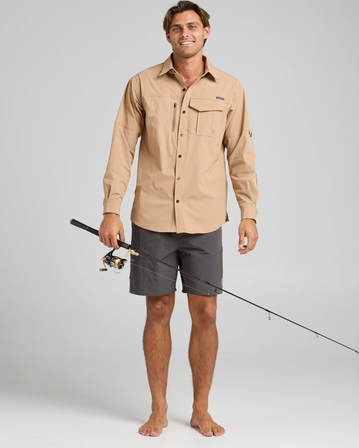 SKULL ANCHOR | FISHING SHIRT - TAN