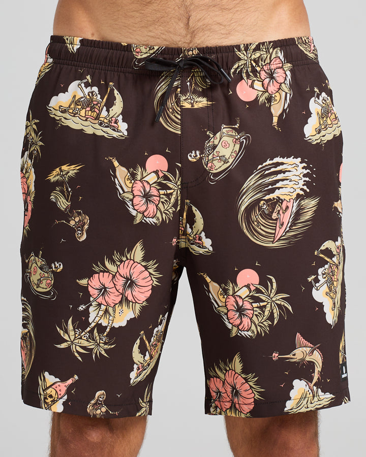 FROTHIN OUT | 19" SWIM VOLLEY SHORT - VINTAGE BLACK