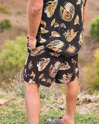 FROTHIN OUT | 19" SWIM VOLLEY SHORT - VINTAGE BLACK