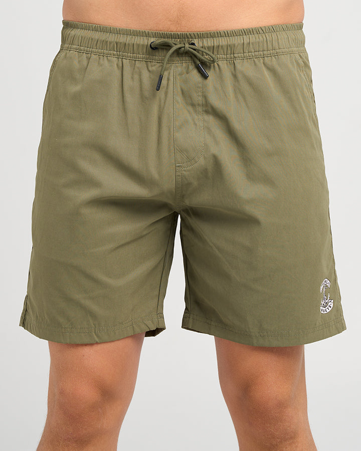 SKULL ANCHOR | 18" VOLLEY SHORT - OLIVE