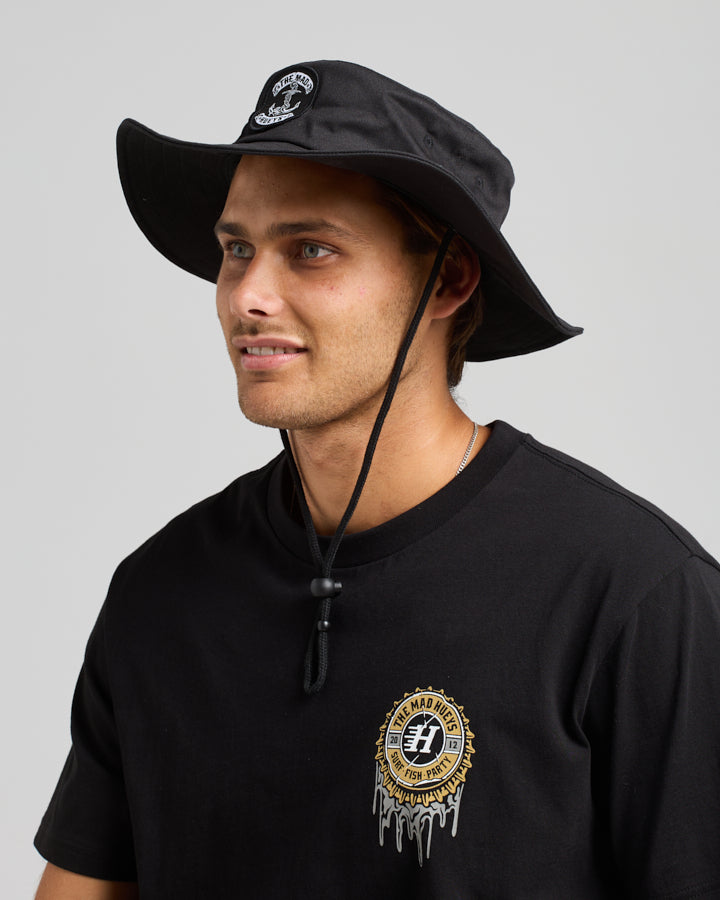 SKULL ANCHOR | WIDE BRIM HAT - BLACK