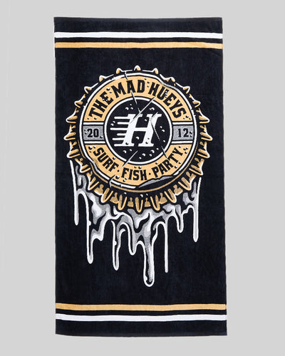 HUEYS COLD ONE | BEACH TOWEL - BLACK