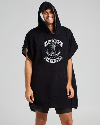 SKULL ANCHOR | HOODED BEACH TOWEL - BLACK