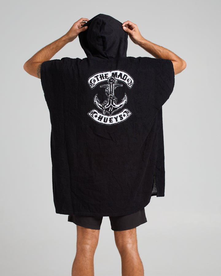 SKULL ANCHOR | HOODED BEACH TOWEL - BLACK