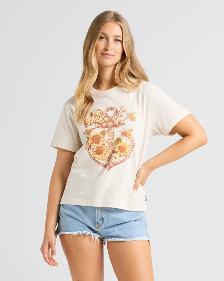 SUNFLOWER ANCHOR | WOMENS SS TEE - STONE