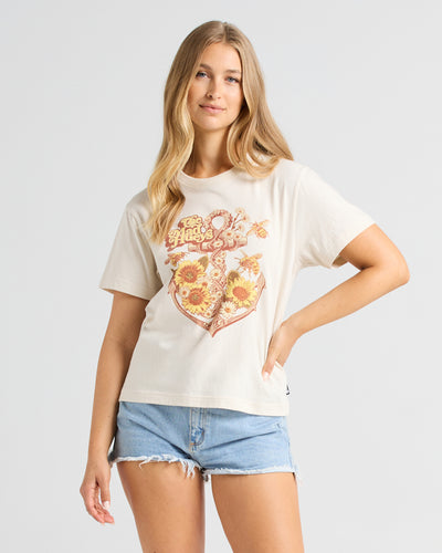 SUNFLOWER ANCHOR | WOMENS SS TEE - STONE