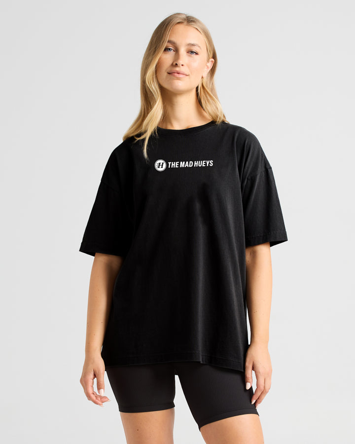 HUEYS | WOMENS OVERSIZED SS TEE - BLACK