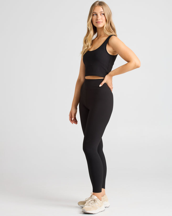 FIT HUEYS | WOMENS COMFY TIGHTS LEGGINGS  - BLACK