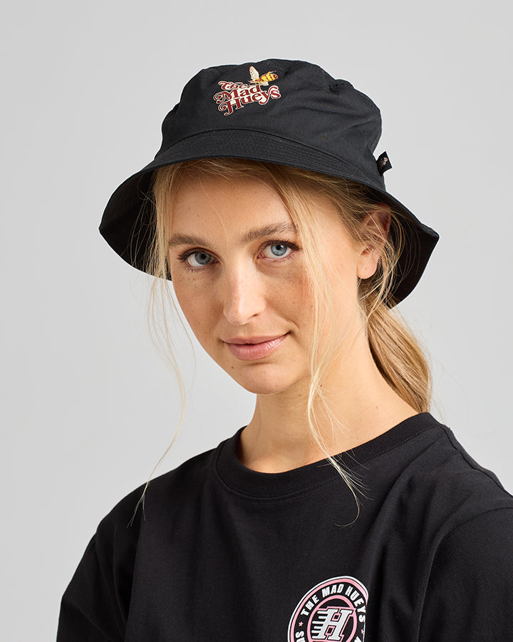 SUNFLOWER ANCHOR | WOMENS BUCKET HAT - VINTAGE BLACK