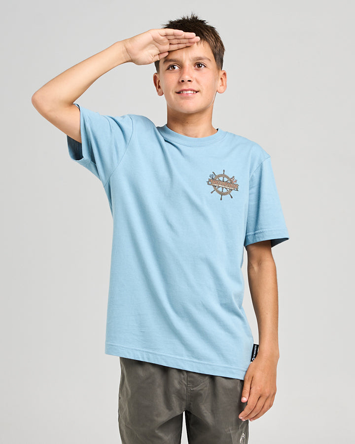 THE SEA CAPTAIN | YOUTH SS TEE - STEEL BLUE