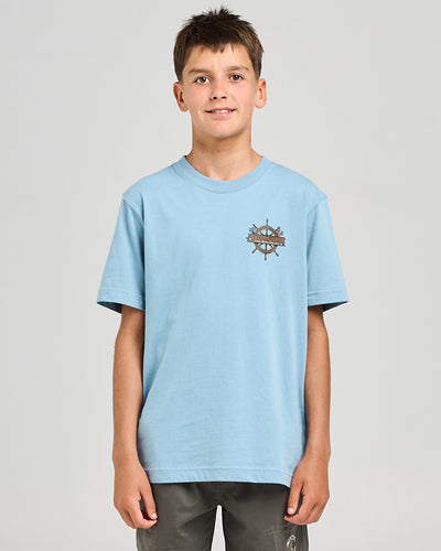 THE SEA CAPTAIN | YOUTH SS TEE - STEEL BLUE