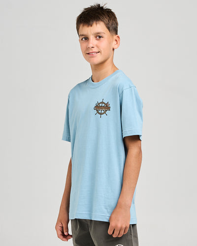 THE SEA CAPTAIN | YOUTH SS TEE - STEEL BLUE