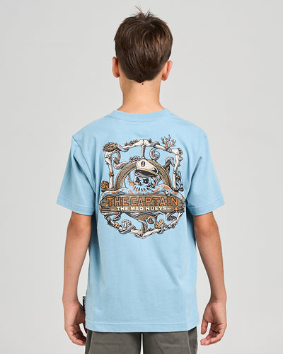 THE SEA CAPTAIN | YOUTH SS TEE - STEEL BLUE