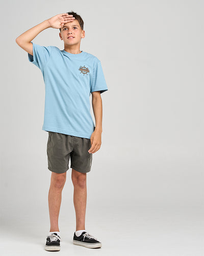 THE SEA CAPTAIN | YOUTH SS TEE - STEEL BLUE