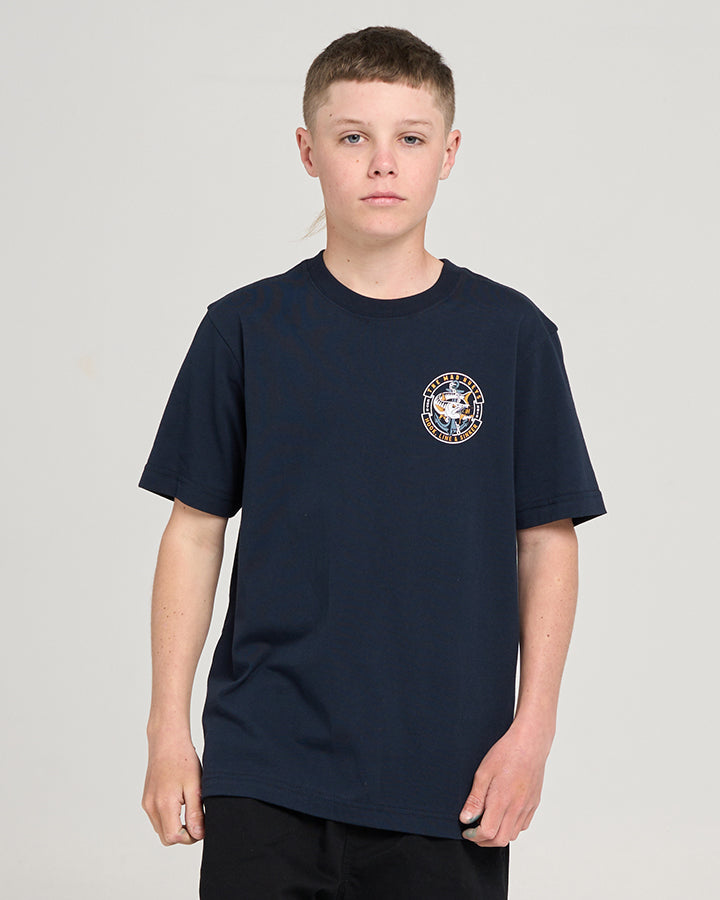 HOOKED CUDA | YOUTH SS TEE - NAVY