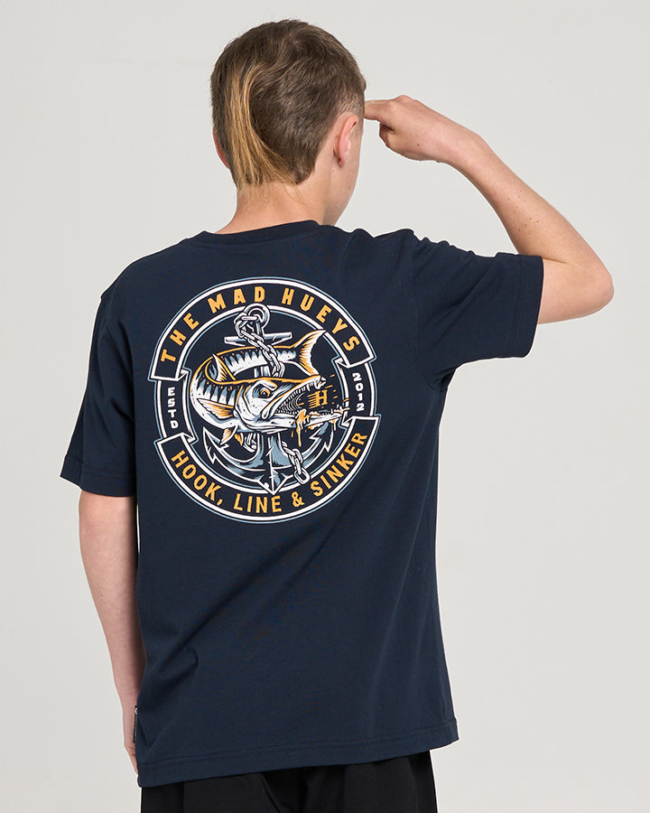 HOOKED CUDA | YOUTH SS TEE - NAVY