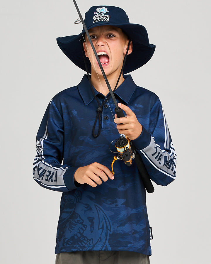 SAILOR ANCHOR | YOUTH UPF 50+ FISHING JERSEY - NAVY