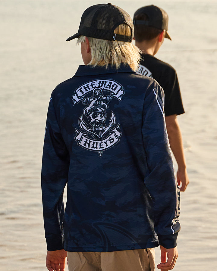 SAILOR ANCHOR | YOUTH UPF 50+ FISHING JERSEY - NAVY