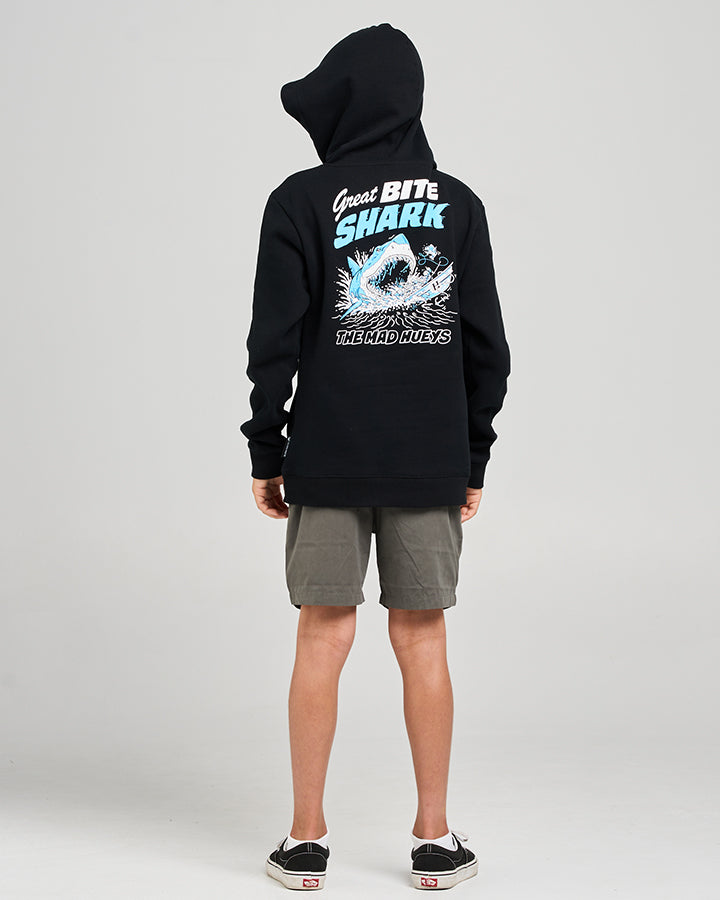 GREAT BITE SHARK | YOUTH HOODED PULLOVER - BLACK