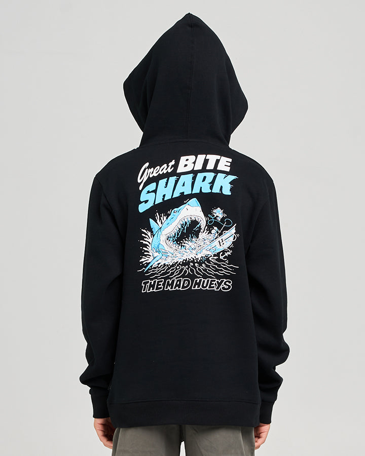 GREAT BITE SHARK | YOUTH HOODED PULLOVER - BLACK