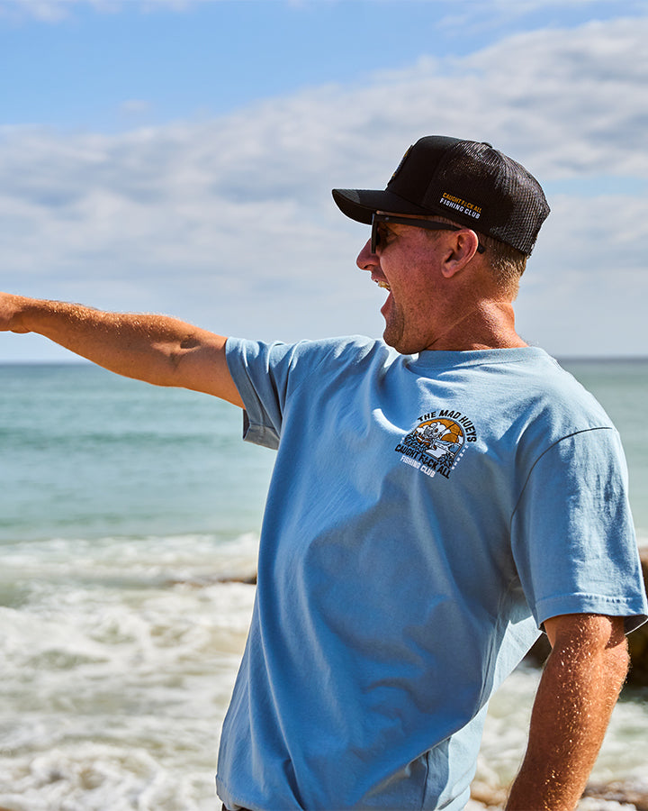 CAUGHT FK ALL ISLAND | SS TEE - STEEL BLUE