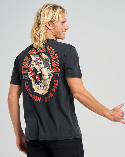 SHARK TINS | SS TEE - WASHED BLACK