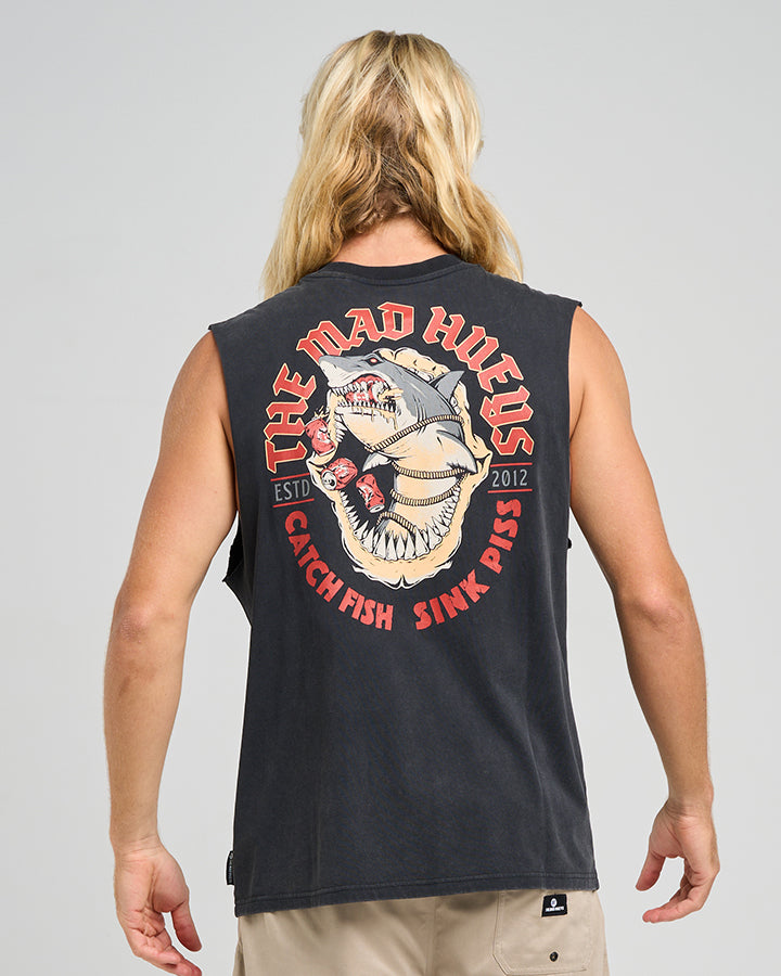 SHARK TINS | MUSCLE - WASHED BLACK