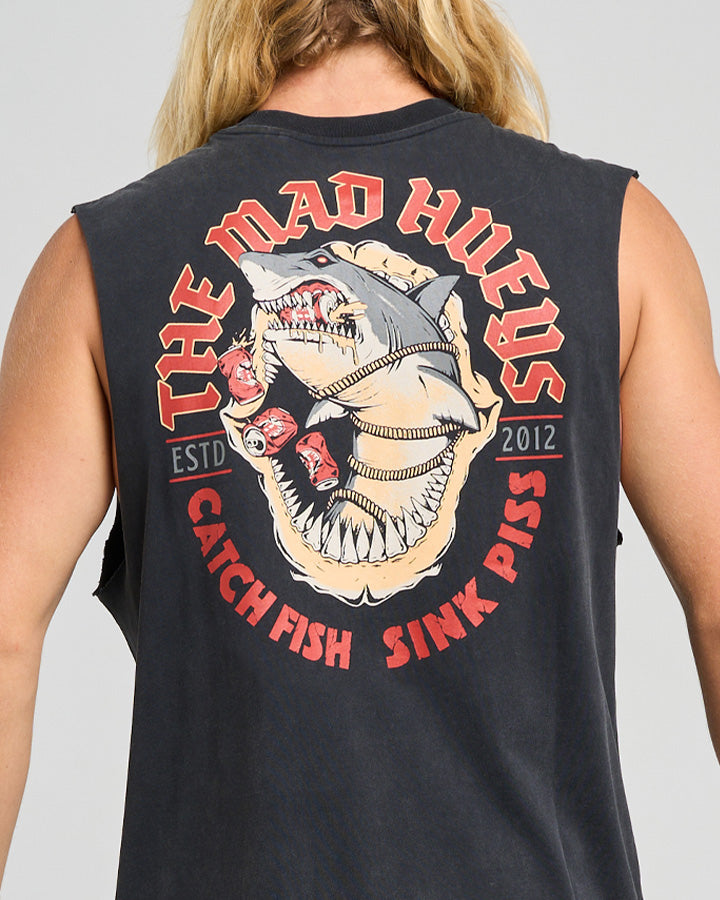 SHARK TINS | MUSCLE - WASHED BLACK