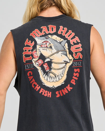 SHARK TINS | MUSCLE - WASHED BLACK