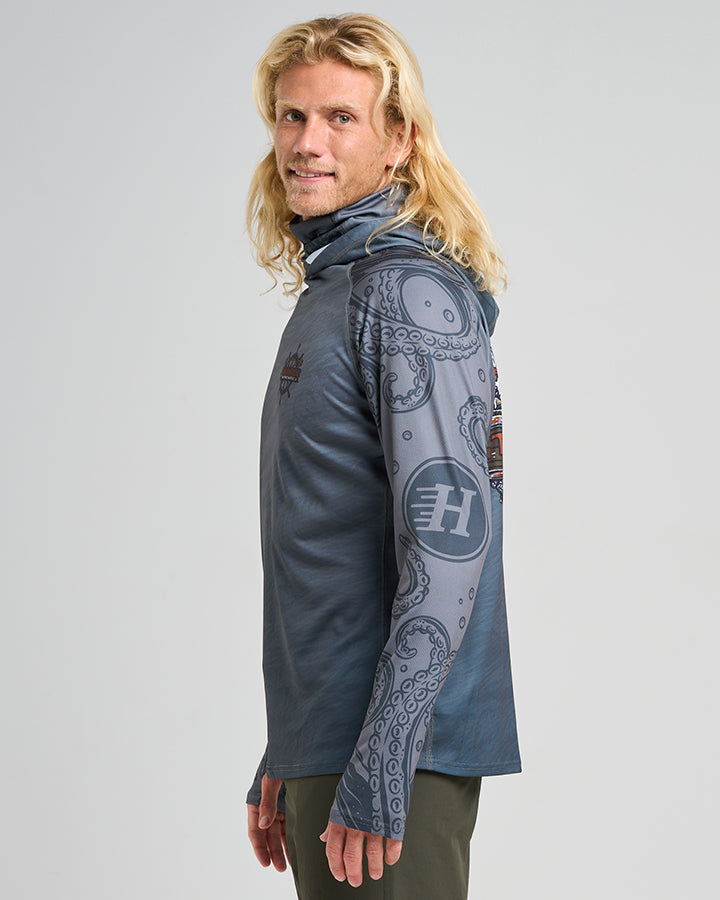 THE SEA CAPTAIN | UPF 50+ HOODED FISHING JERSEY - STEEL BLUE