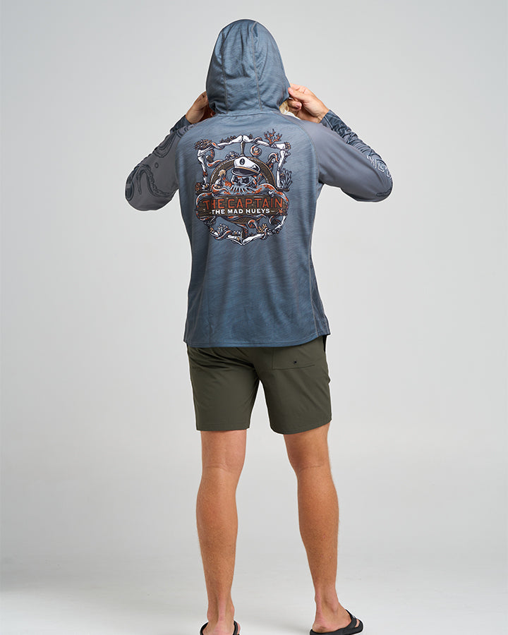 THE SEA CAPTAIN | UPF 50+ HOODED FISHING JERSEY - STEEL BLUE