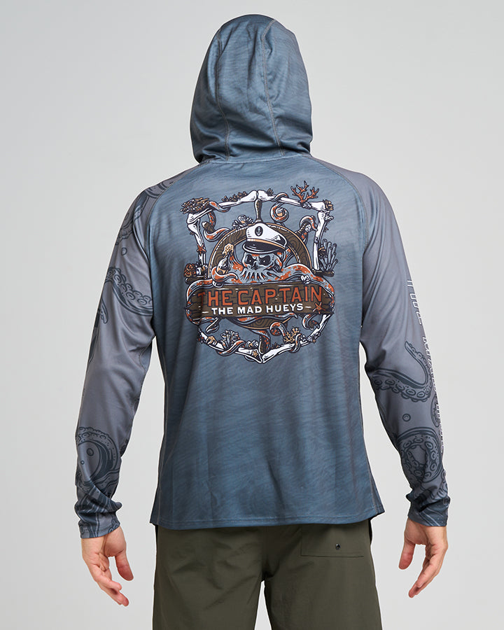 THE SEA CAPTAIN | UPF 50+ HOODED FISHING JERSEY - STEEL BLUE