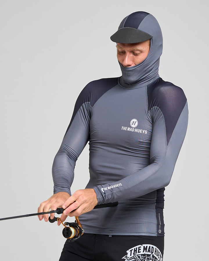 HUEYS CORP | LS HOODED RASHIE - CHARCOAL