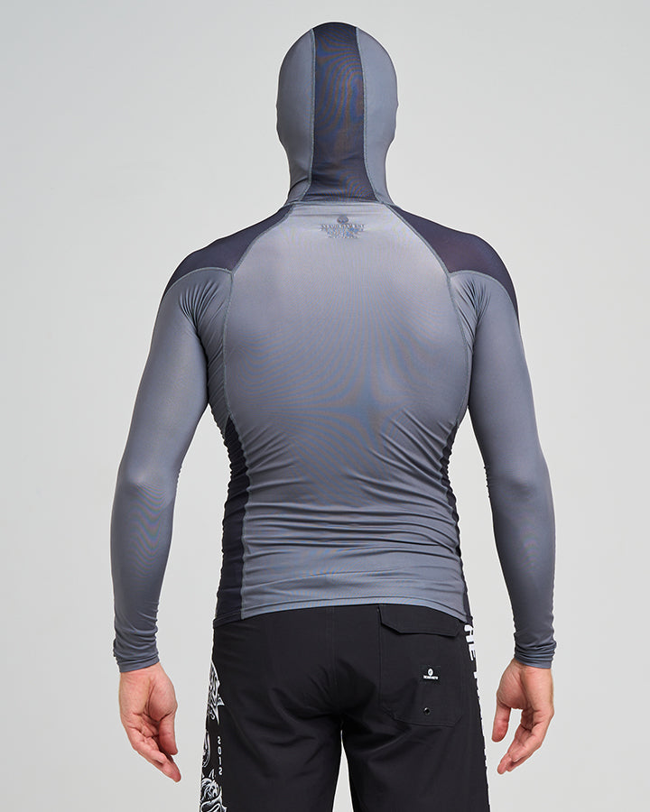 HUEYS CORP | LS HOODED RASHIE - CHARCOAL