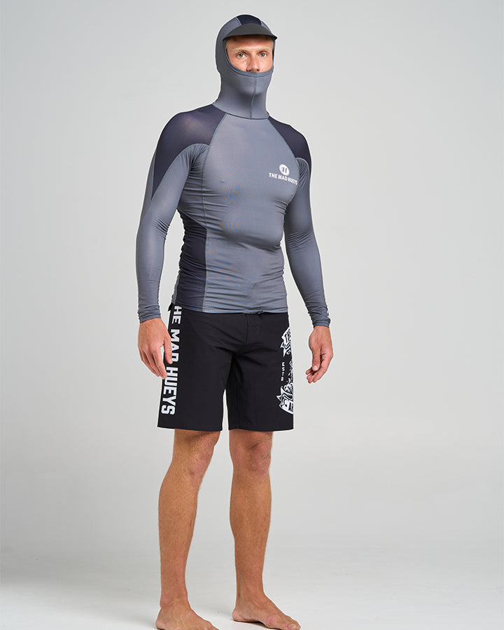 HUEYS CORP | LS HOODED RASHIE - CHARCOAL