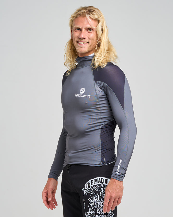 HUEYS CORP | LS HOODED RASHIE - CHARCOAL