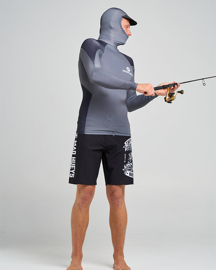 HUEYS CORP | LS HOODED RASHIE - CHARCOAL
