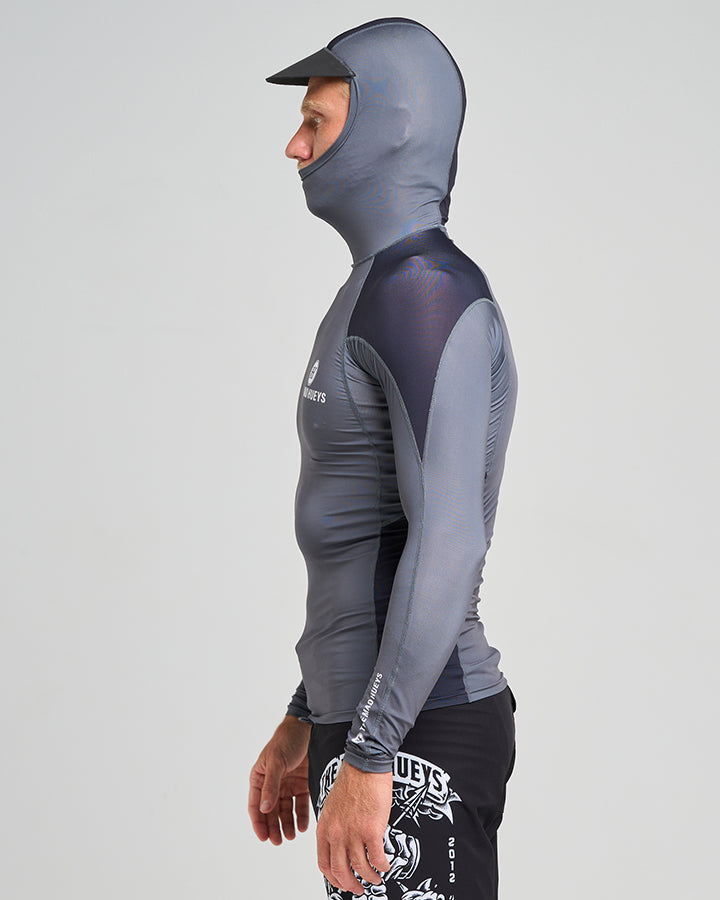 HUEYS CORP | LS HOODED RASHIE - CHARCOAL