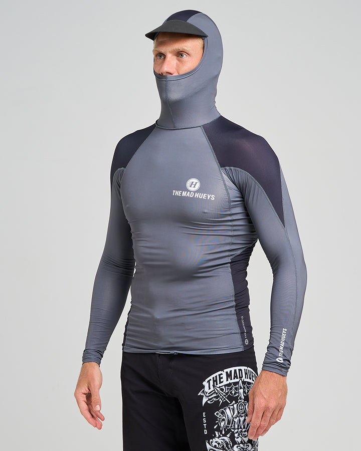 HUEYS CORP | LS HOODED RASHIE - CHARCOAL