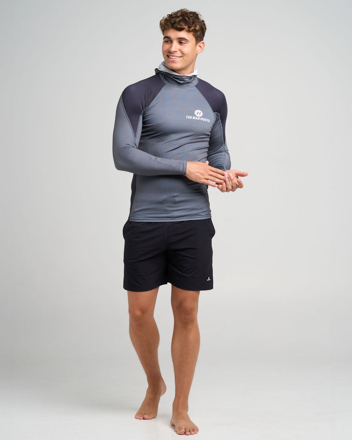 HUEYS CORP | LS HOODED RASHIE - CHARCOAL