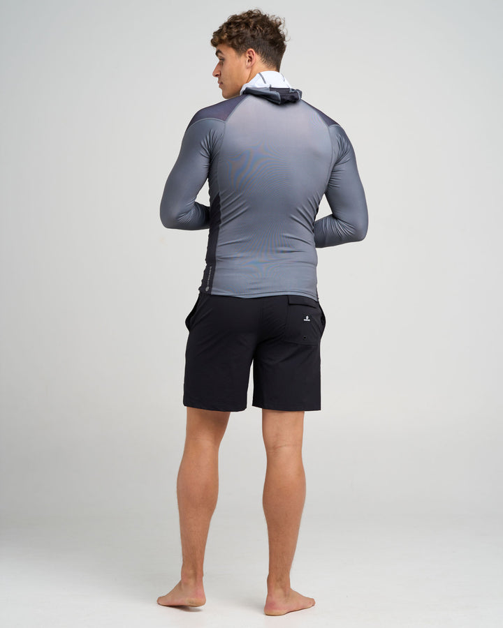 HUEYS CORP | LS HOODED RASHIE - CHARCOAL