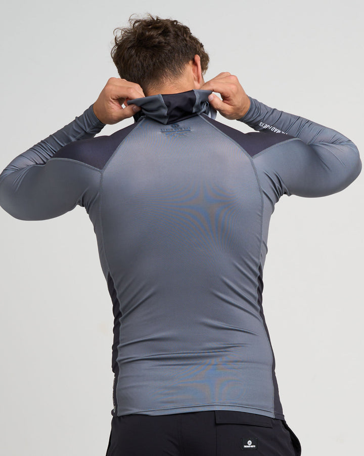 HUEYS CORP | LS HOODED RASHIE - CHARCOAL