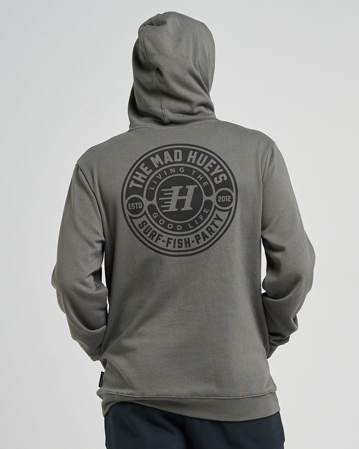 HUEYS GOOD LIFE | HOODED PULLOVER - CHARCOAL