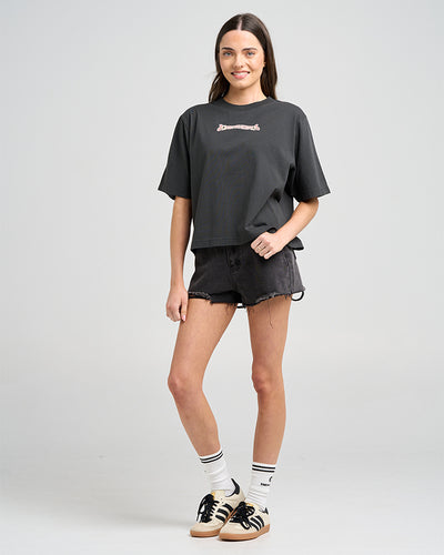 MAKE NO BONES | WOMENS BOXY TEE - VINTAGE BLACK