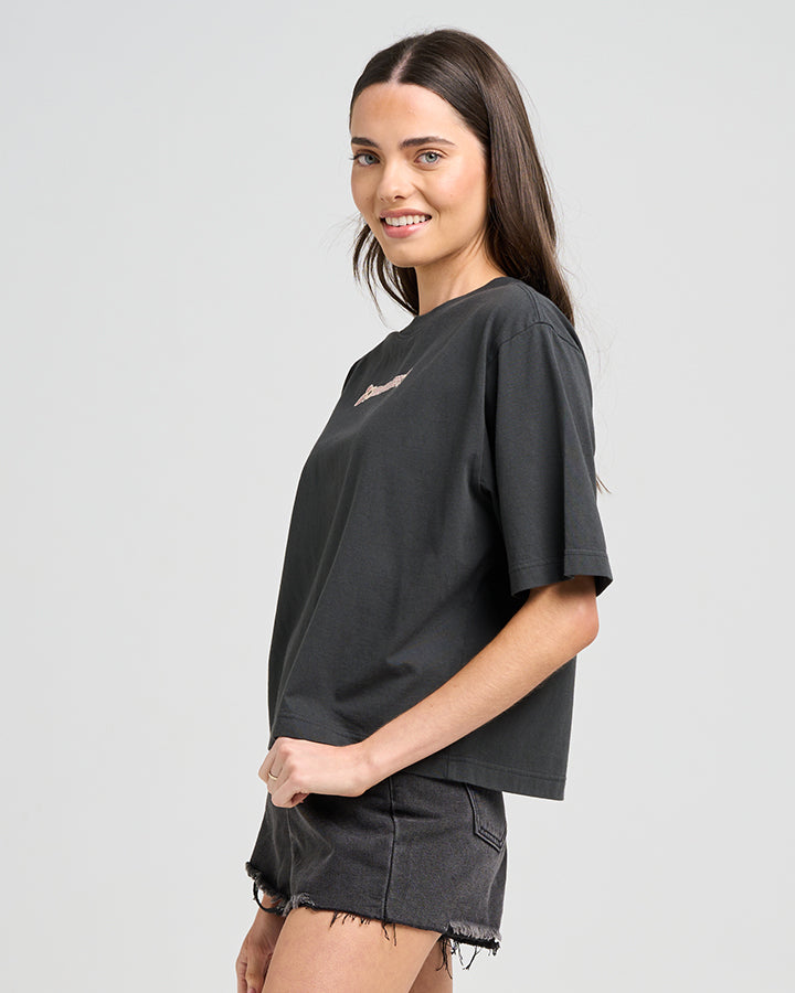 MAKE NO BONES | WOMENS BOXY TEE - VINTAGE BLACK