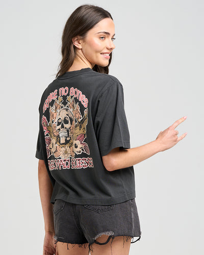MAKE NO BONES | WOMENS BOXY TEE - VINTAGE BLACK